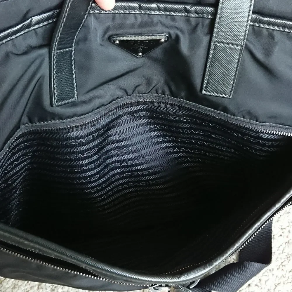 Prada black Nylon and Saffiano leather tote